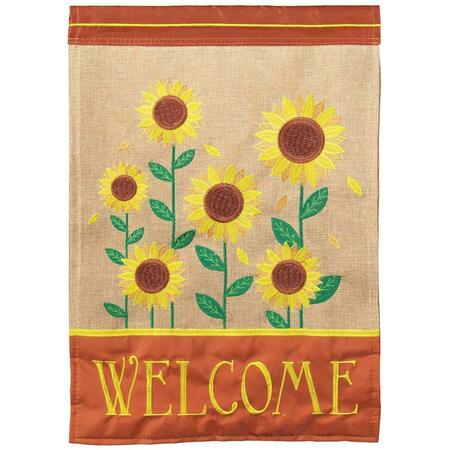 RECINTO 13 x 18 in. Sunflowers Welcome Burlap Garden Flag RE3458086